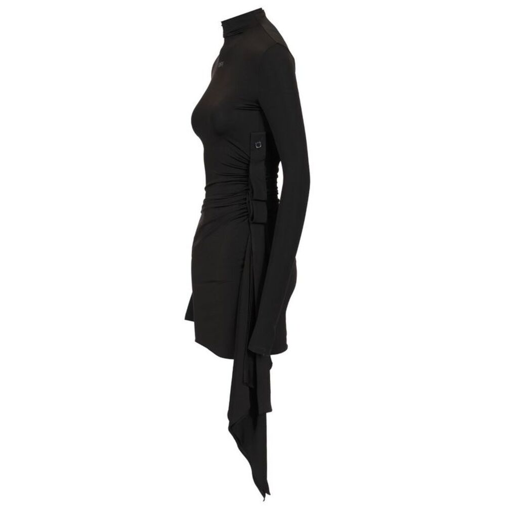 Off-White Women Sec Skin Draped Mini Dress Ls Black - Bl - Picture 3 of 7